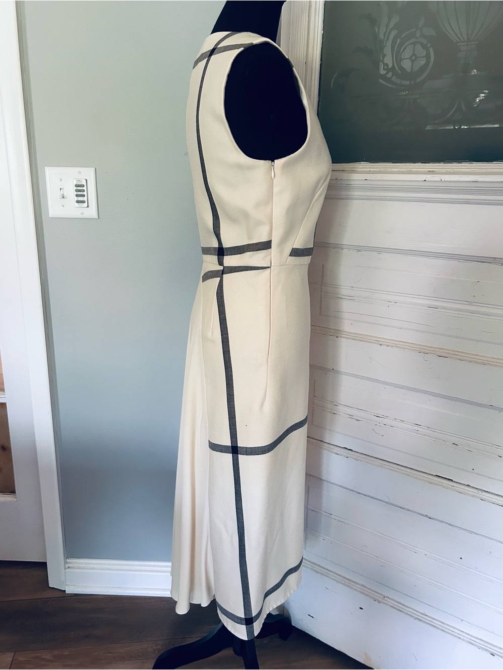 3.1 Phillip Lim ‘Shadow’ Wool & Silk Cocktail Dress, Ivory with Black Windowpane - Picture 7 of 15